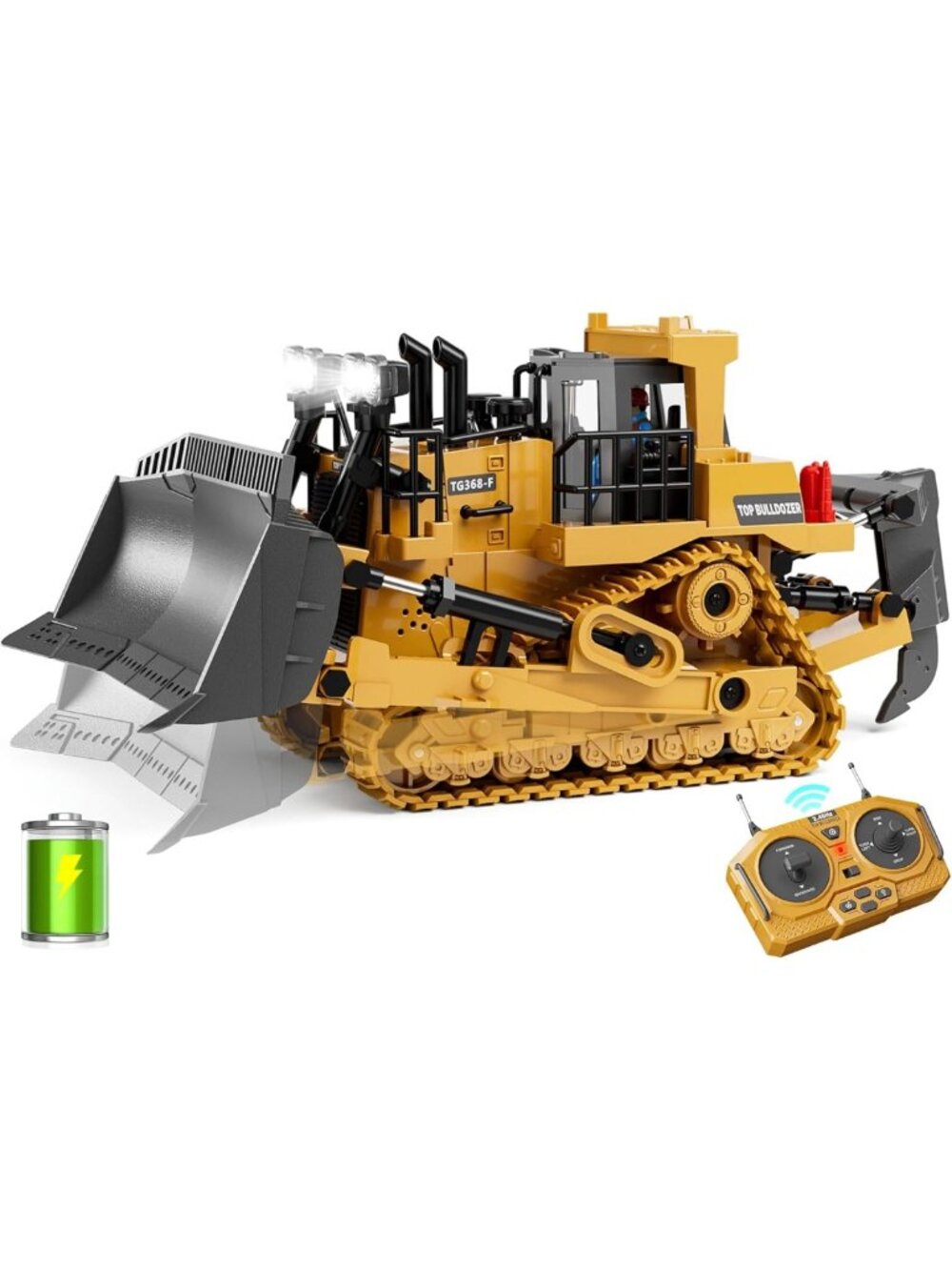Remote Control Metal Bulldozer Toy for Kids | 9-Channel Construction Vehicle
